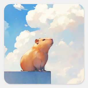 Adesivo Quadrado Capivara Atenciosa