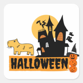 Adesivo Quadrado Capivara de Halloween