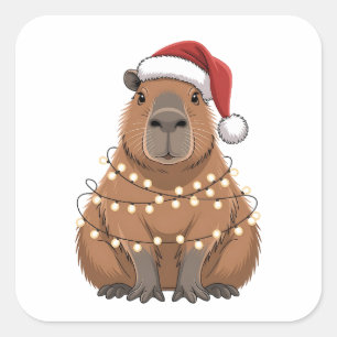 Adesivo Quadrado Capivara Natal Correspondência Divertida Papai Noe
