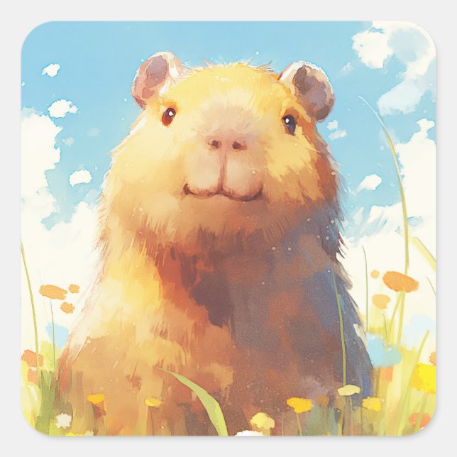 Adesivo Quadrado Capivara no Prado (Frente)