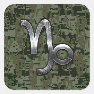 Adesivo Quadrado Capricórnio Zodiac Sinal sobre o camo digital ver