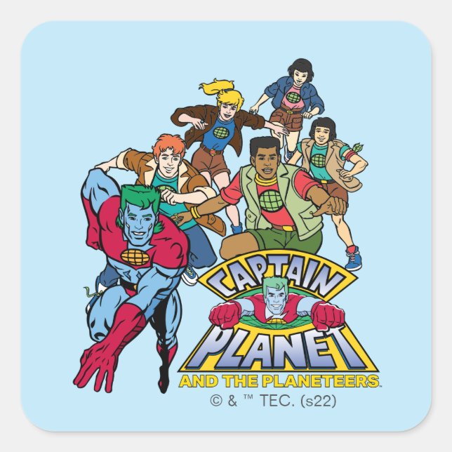 Adesivo Quadrado Captain Planet & the Planeteers Group Logo Graphic (Frente)