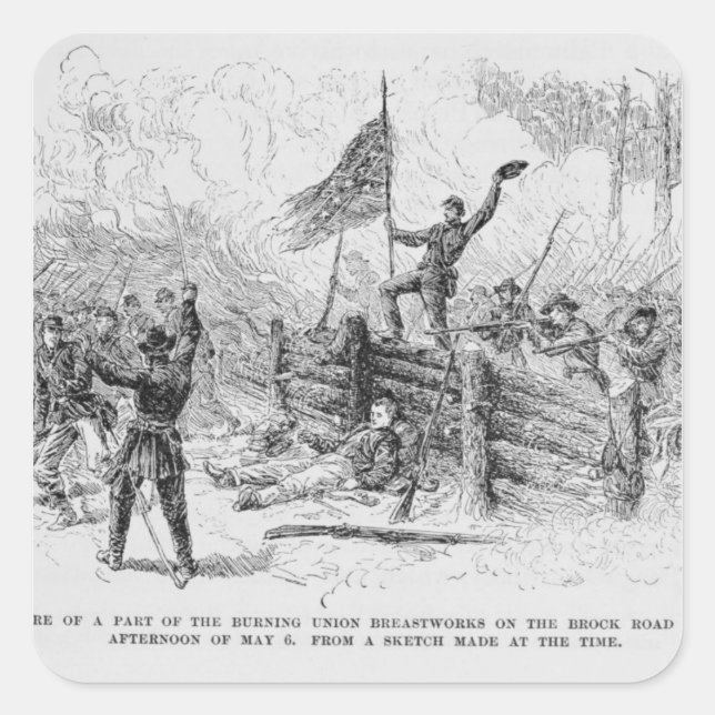 Adesivo Quadrado Captura de parte da união em chamas (Frente)