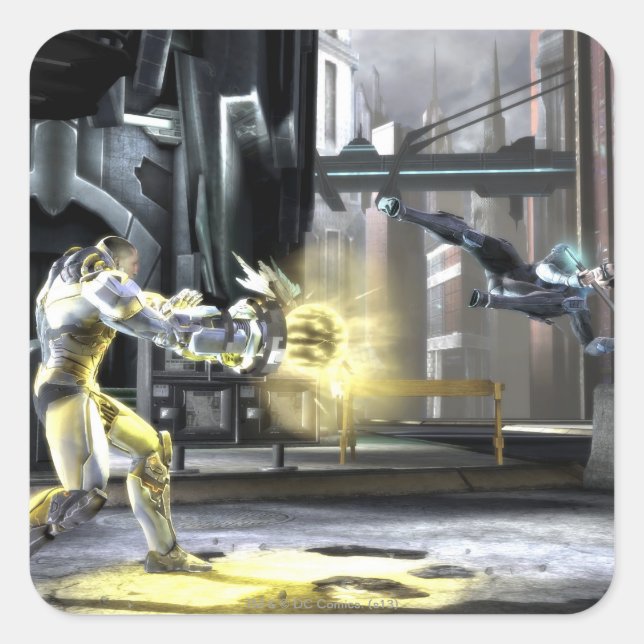 Adesivo Quadrado Captura de tela: Cyborg vs Nightwing 2 (Frente)