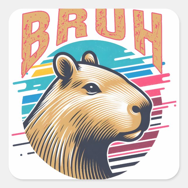 Adesivo Quadrado Capybara Bruh Funny Bruh Capybara Amém Homens Cria (Frente)