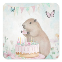 Capybara Cakefest Kids Party Sticker