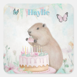 Adesivo Quadrado Capybara Cakefest Kids Party Sticker Blue