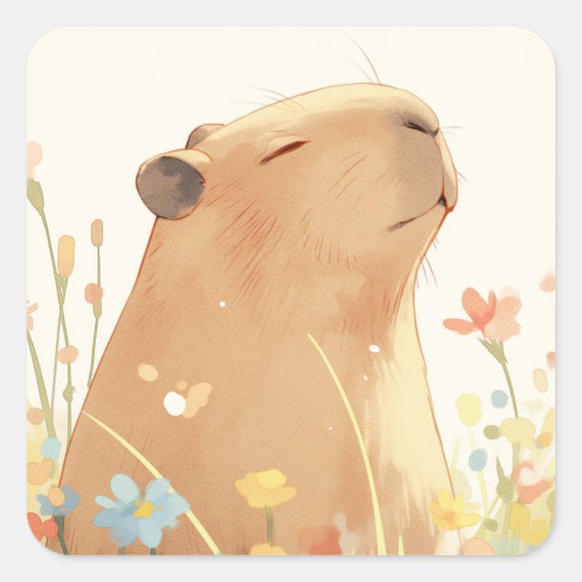 Adesivo Quadrado Capybara Daydreaming (Frente)
