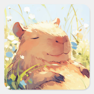 Adesivo Quadrado Capybara Lazy Days