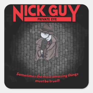 Adesivo Quadrado Cara de Nick, detective privado