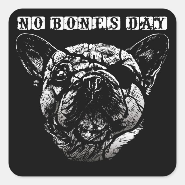 Adesivo Quadrado Cara de Pug - Dia Sem Ossos (Frente)