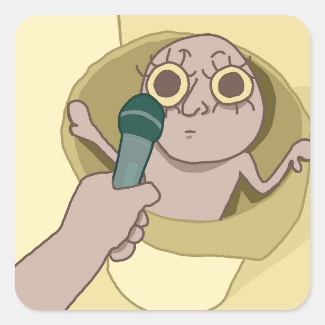 Adesivo Quadrado Cara engraçada no palito (Frente)