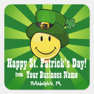 Adesivo Quadrado Cara feliz clássica com um chapéu irlandês do