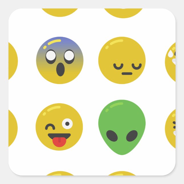 Adesivo Quadrado Cara feliz Emoji (Frente)