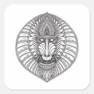 Adesivo Quadrado Cara inspirada do babuíno
