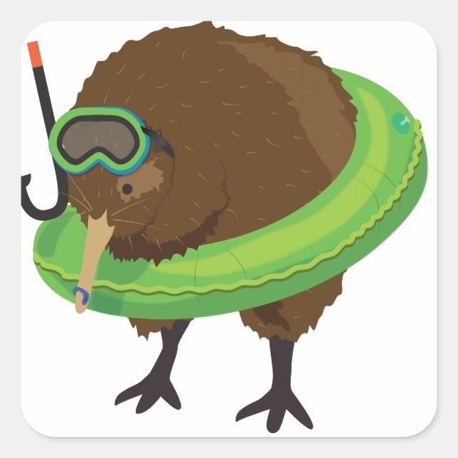 Adesivo Quadrado Caracteres de Livro Simile de Kiwi (Frente)