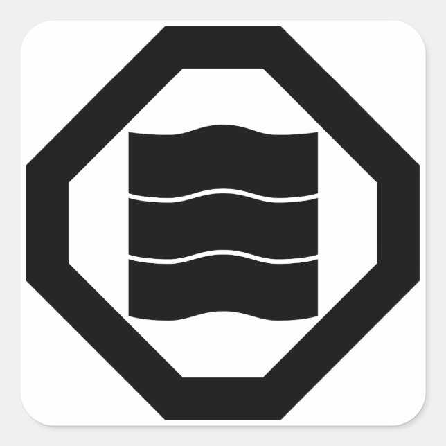 Adesivo Quadrado Caracteres Kanji em forma de onda para três em Osh (Frente)