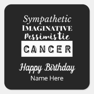 Adesivo Quadrado Características de Diversão Zodiac do cancer Anive