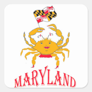 Adesivo Quadrado Caranguejo feliz em Maryland