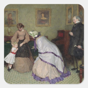 Adesivo Quadrado Caras estranhas (w/c & bodycolour no papel)