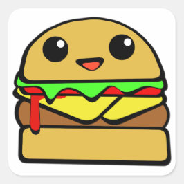 Adesivo Quadrado Caráter do Hamburger