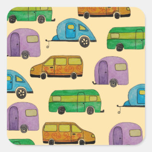 Adesivo Quadrado Caravanas de camping