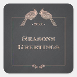 Adesivo Quadrado Cardeais Dourados de Rosa Faux Foliday Elegantes