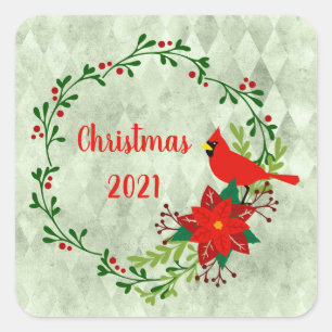 Adesivo Quadrado Cardinals Wreath Personalizado