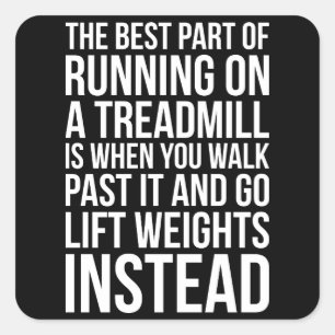 Adesivo Quadrado Cardio, Esteira de Treadmoagem em Execução vs Leva