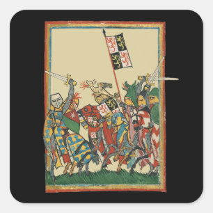 Adesivo Quadrado Cargas de Cavalos, Codex Manesse do século 14
