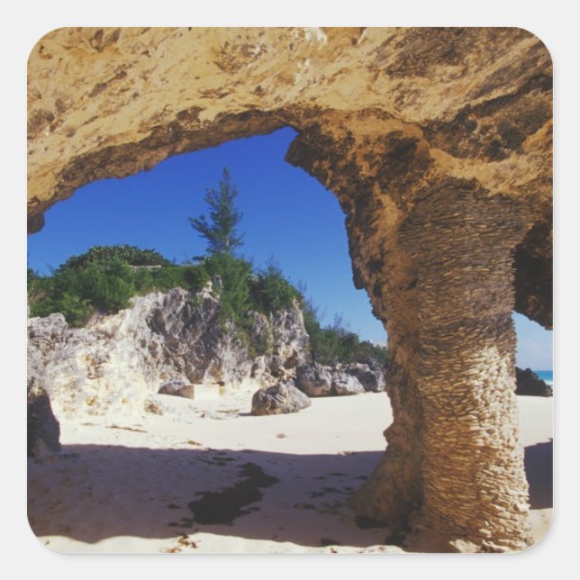 Adesivo Quadrado Caribe, Bermudas, Cidade de Tucker. Natural (Frente)