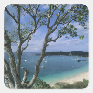 Adesivo Quadrado Caribe, Ilha de Anguilla, Porto da Baía da Estrada