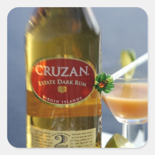 Adesivo Quadrado Caribe, Ilhas Virgens. Escuro de Cruzan