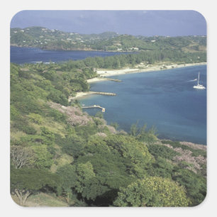 Adesivo Quadrado Caribe, Índias Ocidentais, Santa Lúcia. Vista de