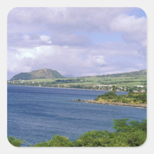Adesivo Quadrado Caribe, St. Kitts, Roseau. Costa.