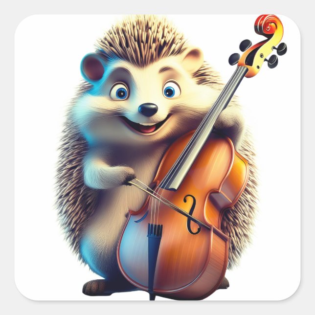 Adesivo Quadrado Caricatura, Cartoon, Ilustração Um musical (Frente)