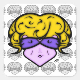 Adesivo Quadrado Caricatura com marca de beleza e óculos v1.1