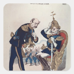 Adesivo Quadrado caricatura de Kaiser Wilhelm de Prússia