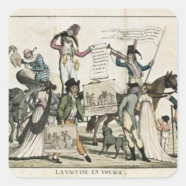 Adesivo Quadrado Caricatura de médicos quack que oferecem vacinas (Frente)