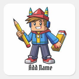 Adesivo Quadrado Caricatura moderna con lapiz