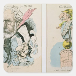 Adesivo Quadrado Caricaturas de Victor Hugo e de Napoleon III