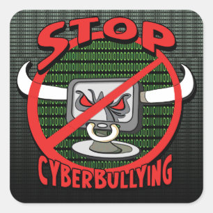 Adesivo Quadrado Carimbo Fora Interromper Cyberbullying