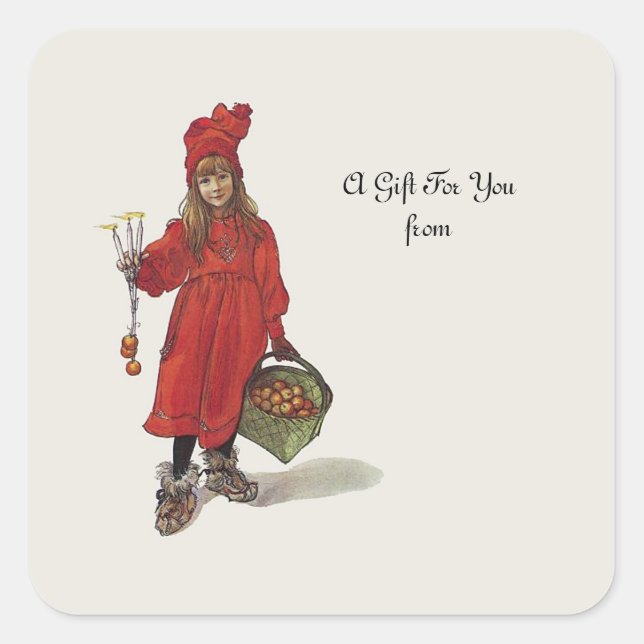 Adesivo Quadrado Carl Larsson Little Swedish Girl: Brita as Iduna (Frente)