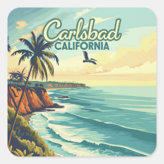 Adesivo Quadrado Carlsbad California San Diego Beach Vintage