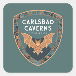 Adesivo Quadrado Carlsbad Caverns US National Park Bat Emblem