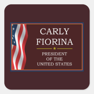 Adesivo Quadrado Carly Fiorina para o presidente V3