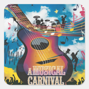 Adesivo Quadrado Carnaval de música