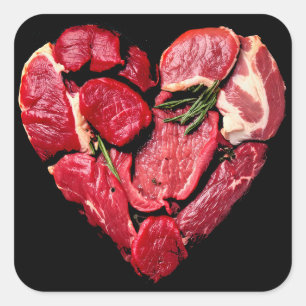 Adesivo Quadrado Carne De Coração De Carne De Bovino Amadurece CHUR