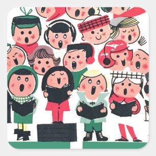 Adesivo Quadrado Carolers do Natal