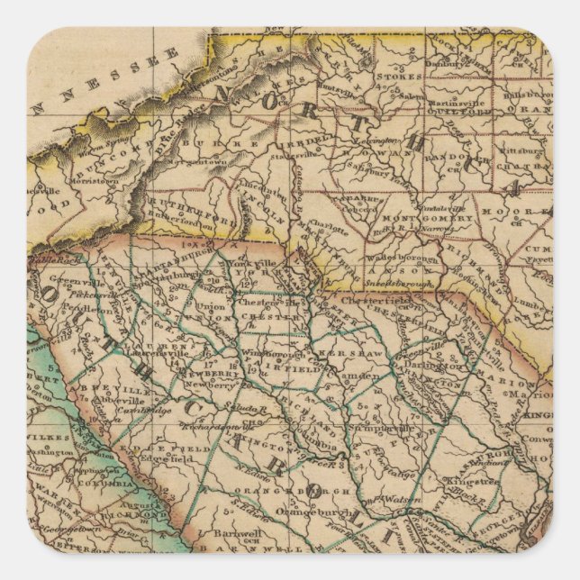 Adesivo Quadrado Carolina do Norte, Carolina do Sul, Geórgia (Frente)